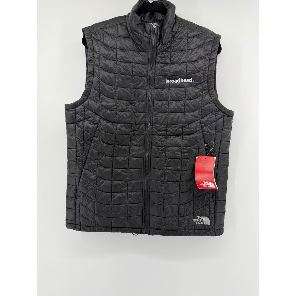 The North Face Mens ThermoBall Trek Vest Black Quilted Full Zip M New Logo
